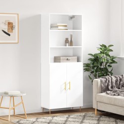 vidaXL Aparador alto madera contrachapada blanco brillo 69,5x34x180 cm