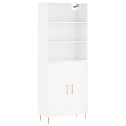 vidaXL Aparador alto madera contrachapada blanco brillo 69,5x34x180 cm