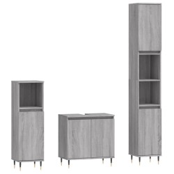vidaXL Set de muebles de baño 3 pzas madera contrachapada gris sonoma