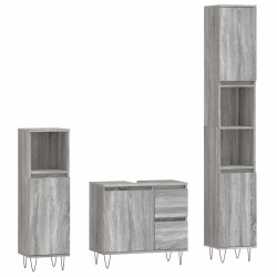 vidaXL Set de muebles de baño 3 pzas madera contrachapada gris sonoma