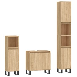 vidaXL Set de muebles de baño 3 pzas madera contrachapada roble Sonoma