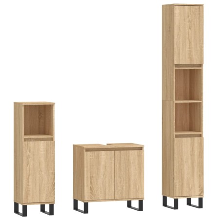vidaXL Set de muebles de baño 3 pzas madera contrachapada roble Sonoma
