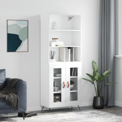 vidaXL Aparador alto madera contrachapada blanco brillo 69,5x34x180 cm