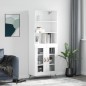 vidaXL Aparador alto madera contrachapada blanco brillo 69,5x34x180 cm