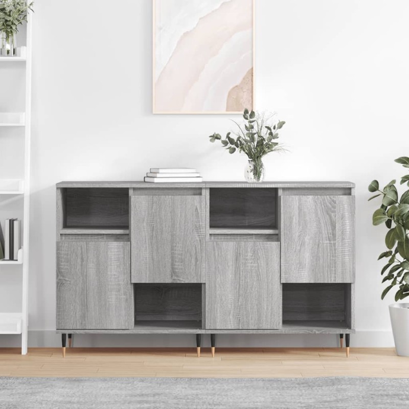 vidaXL Aparadores 2 piezas madera contrachapada gris Sonoma vidaXL Aparadores 2 piezas madera contrachapada gris Sonoma