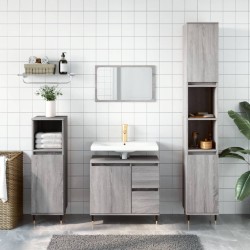 vidaXL Set de muebles de baño 3 pzas madera contrachapada gris sonoma