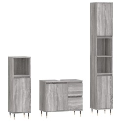 vidaXL Set de muebles de baño 3 pzas madera contrachapada gris sonoma