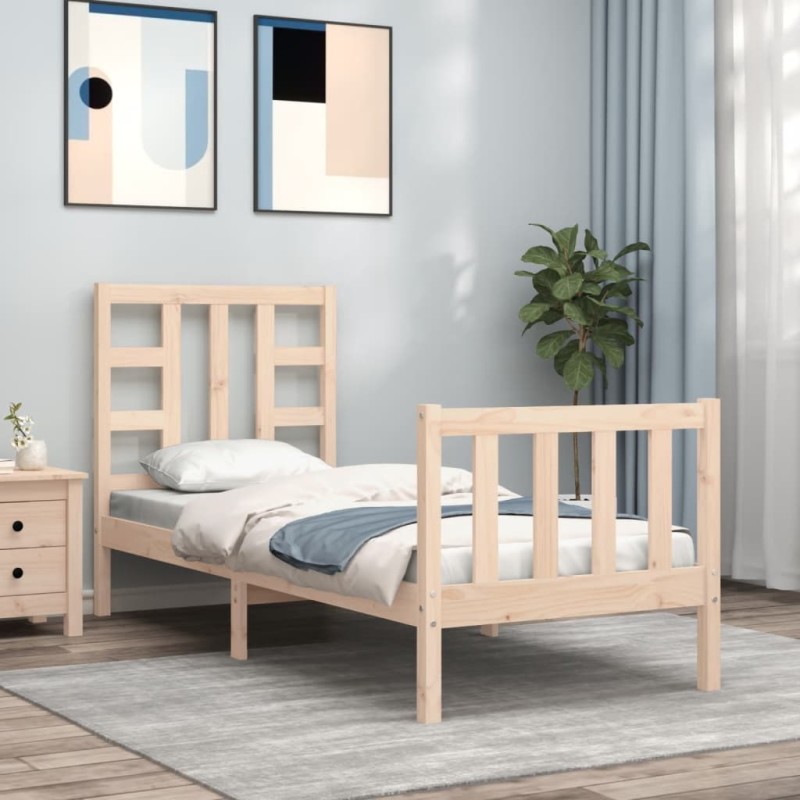 vidaXL Estructura de cama individual con cabecero madera maciza vidaXL Estructura de cama individual con cabecero madera maciza