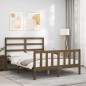 vidaXL Estructura cama y cabecero madera maciza marrón miel 120x200 cm vidaXL Estructura cama y cabecero madera maciza marrón miel 120x200 cm