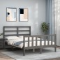 vidaXL Estructura cama de matrimonio con cabecero madera maciza gris vidaXL Estructura cama de matrimonio con cabecero madera maciza gris