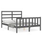 vidaXL Estructura cama de matrimonio con cabecero madera maciza gris vidaXL Estructura cama de matrimonio con cabecero madera maciza gris