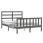 vidaXL Estructura cama de matrimonio con cabecero madera maciza gris vidaXL Estructura cama de matrimonio con cabecero madera maciza gris