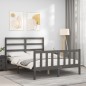 vidaXL Estructura cama de matrimonio con cabecero madera maciza gris vidaXL Estructura cama de matrimonio con cabecero madera maciza gris