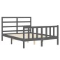 vidaXL Estructura cama de matrimonio con cabecero madera maciza gris vidaXL Estructura cama de matrimonio con cabecero madera maciza gris