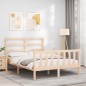 vidaXL Estructura de cama de matrimonio con cabecero madera maciza vidaXL Estructura de cama de matrimonio con cabecero madera maciza