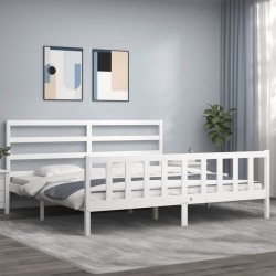 vidaXL Estructura de cama con cabecero madera maciza blanco 200x200 cm