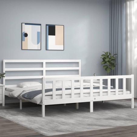 vidaXL Estructura de cama con cabecero madera maciza blanco 200x200 cm