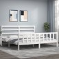 vidaXL Estructura de cama con cabecero madera maciza blanco 200x200 cm vidaXL Estructura de cama con cabecero madera maciza blanco 200x200 cm