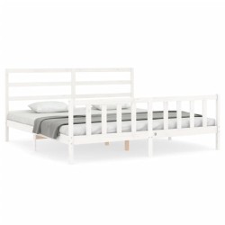 vidaXL Estructura de cama con cabecero madera maciza blanco 200x200 cm