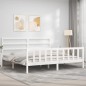 vidaXL Estructura de cama con cabecero madera maciza blanco 200x200 cm vidaXL Estructura de cama con cabecero madera maciza blanco 200x200 cm