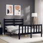 vidaXL Estructura de cama con cabecero madera maciza negro 120x200 cm vidaXL Estructura de cama con cabecero madera maciza negro 120x200 cm