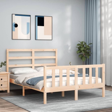 vidaXL Estructura de cama con cabecero madera maciza 140x200 cm