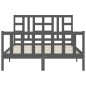 vidaXL Estructura de cama matrimonio con cabecero madera maciza gris vidaXL Estructura de cama matrimonio con cabecero madera maciza gris