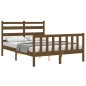 vidaXL Estructura de cama matrimonio con cabecero madera marrón miel vidaXL Estructura de cama matrimonio con cabecero madera marrón miel