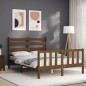 vidaXL Estructura de cama matrimonio con cabecero madera marrón miel vidaXL Estructura de cama matrimonio con cabecero madera marrón miel