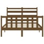 vidaXL Estructura de cama matrimonio con cabecero madera marrón miel vidaXL Estructura de cama matrimonio con cabecero madera marrón miel
