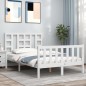 vidaXL Estructura de cama con cabecero madera maciza blanco 120x200 cm vidaXL Estructura de cama con cabecero madera maciza blanco 120x200 cm