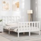 vidaXL Estructura de cama con cabecero madera maciza blanco 120x200 cm vidaXL Estructura de cama con cabecero madera maciza blanco 120x200 cm