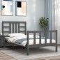 vidaXL Estructura de cama con cabecero madera maciza gris 90x190 cm vidaXL Estructura de cama con cabecero madera maciza gris 90x190 cm