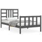 vidaXL Estructura de cama con cabecero madera maciza gris 90x190 cm vidaXL Estructura de cama con cabecero madera maciza gris 90x190 cm