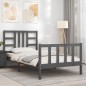 vidaXL Estructura de cama con cabecero madera maciza gris 90x190 cm vidaXL Estructura de cama con cabecero madera maciza gris 90x190 cm