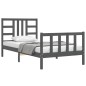 vidaXL Estructura de cama con cabecero madera maciza gris 90x190 cm vidaXL Estructura de cama con cabecero madera maciza gris 90x190 cm