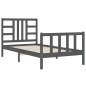 vidaXL Estructura de cama con cabecero madera maciza gris 90x190 cm vidaXL Estructura de cama con cabecero madera maciza gris 90x190 cm