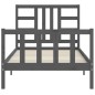 vidaXL Estructura de cama con cabecero madera maciza gris 90x190 cm vidaXL Estructura de cama con cabecero madera maciza gris 90x190 cm