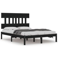 vidaXL Estructura de cama de madera maciza negra 200x200 cm