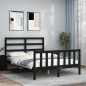vidaXL Estructura de cama con cabecero madera maciza negro 140x200 cm vidaXL Estructura de cama con cabecero madera maciza negro 140x200 cm