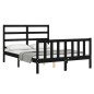 vidaXL Estructura de cama con cabecero madera maciza negro 140x200 cm vidaXL Estructura de cama con cabecero madera maciza negro 140x200 cm