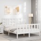 vidaXL Estructura de cama con cabecero madera maciza blanco 140x190 cm vidaXL Estructura de cama con cabecero madera maciza blanco 140x190 cm