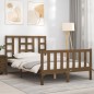 vidaXL Estructura de cama matrimonio con cabecero madera marrón miel vidaXL Estructura de cama matrimonio con cabecero madera marrón miel