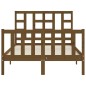 vidaXL Estructura de cama matrimonio con cabecero madera marrón miel vidaXL Estructura de cama matrimonio con cabecero madera marrón miel