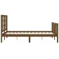 vidaXL Estructura de cama matrimonio con cabecero madera marrón miel vidaXL Estructura de cama matrimonio con cabecero madera marrón miel