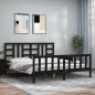 vidaXL Estructura de cama con cabecero madera maciza negro 180x200 cm