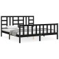 vidaXL Estructura de cama con cabecero madera maciza negro 180x200 cm