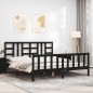 vidaXL Estructura de cama con cabecero madera maciza negro 180x200 cm