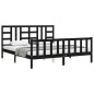 vidaXL Estructura de cama con cabecero madera maciza negro 180x200 cm