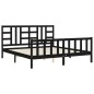 vidaXL Estructura de cama con cabecero madera maciza negro 180x200 cm